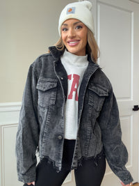 Rough Around The Edges Long Sleeve Ribbed Corduroy Jacket