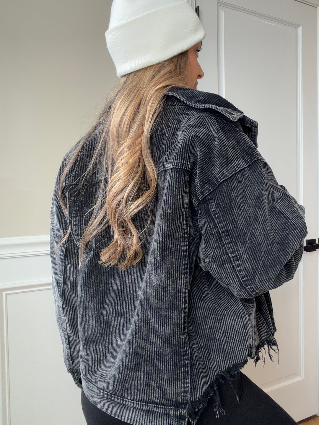 Rough Around The Edges Long Sleeve Ribbed Corduroy Jacket