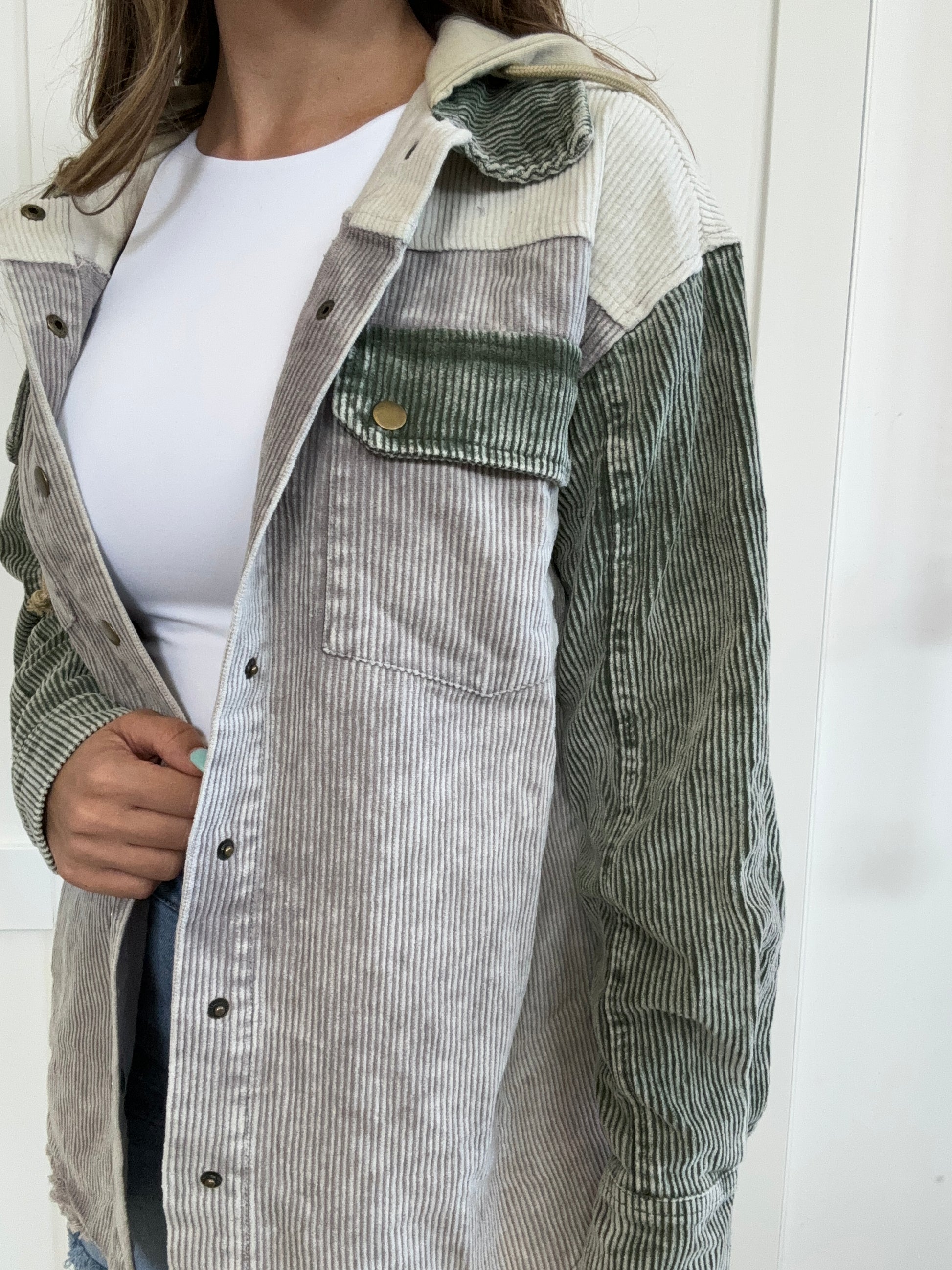 Buy our "PREORDER: Bellamy Snap Front Hooded Corduroy Shacket" online – Willow Boutique Clothing. Shop stylish PREORDER: Bellamy Snap Front Hooded Corduroy Shacket today.