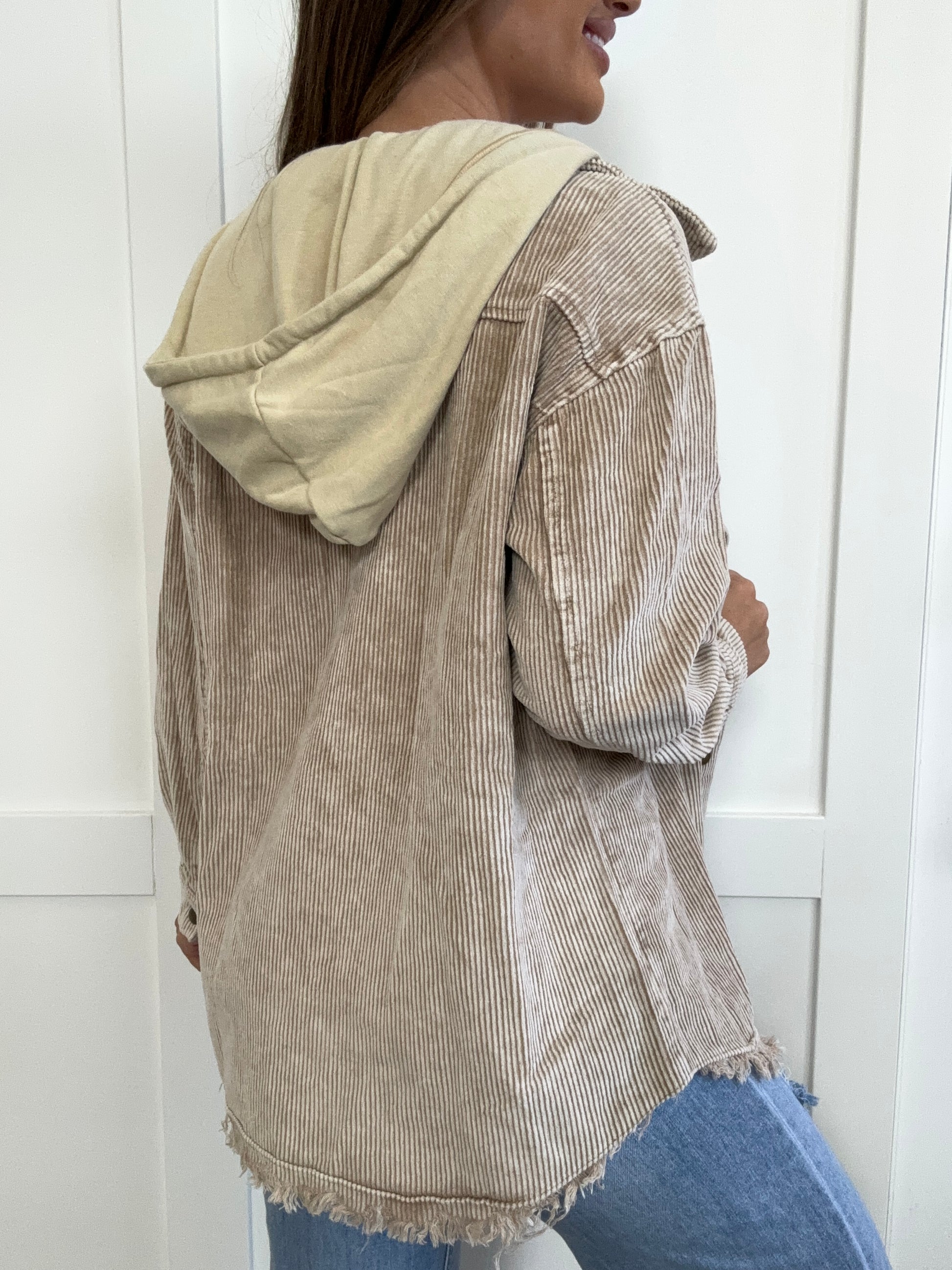 Buy our "PREORDER: Bellamy Snap Front Hooded Corduroy Shacket" online – Willow Boutique Clothing. Shop stylish PREORDER: Bellamy Snap Front Hooded Corduroy Shacket today.