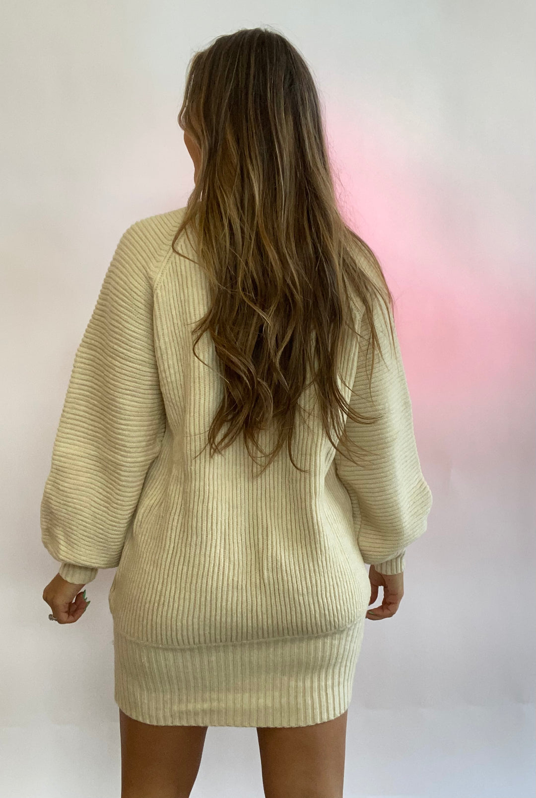 Alyssa Mock Neck Cozy Sweater Dress - Oatmeal