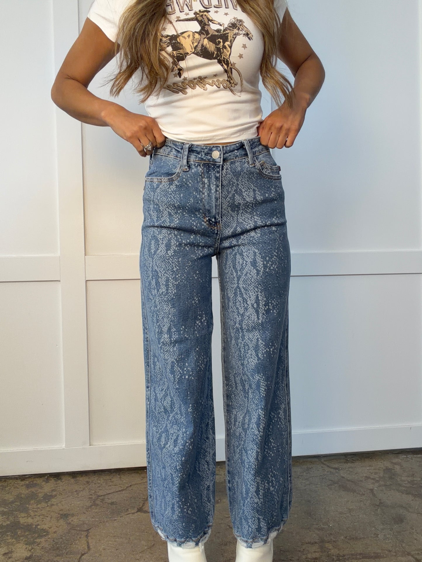 Sasha Snake Print Straight Leg Jeans