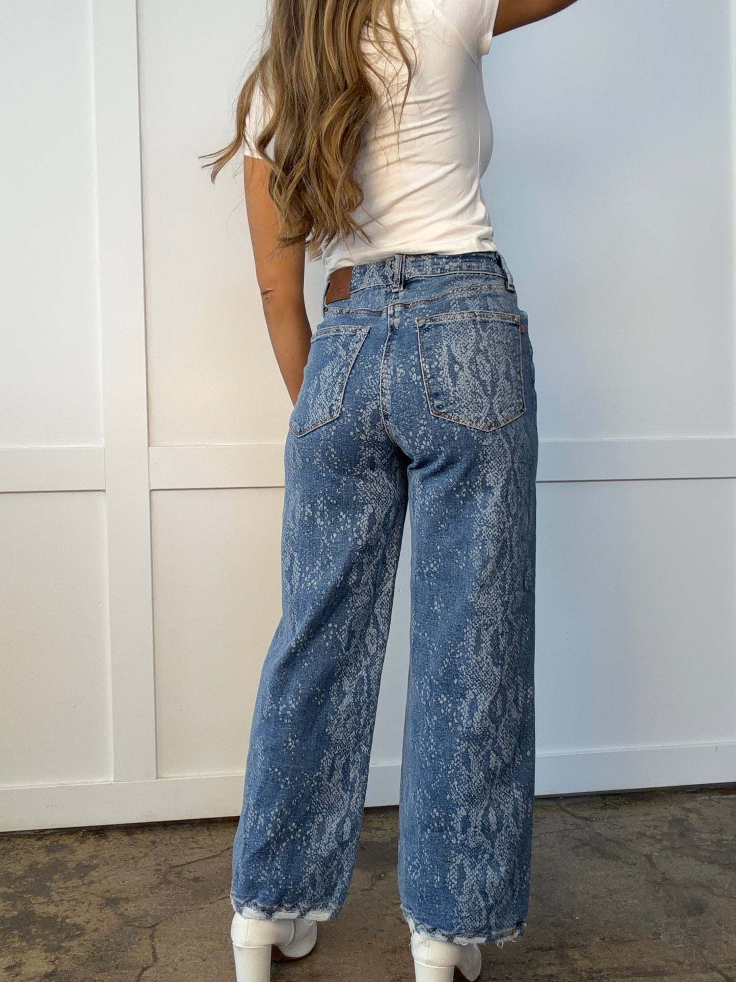 Sasha Snake Print Straight Leg Jeans