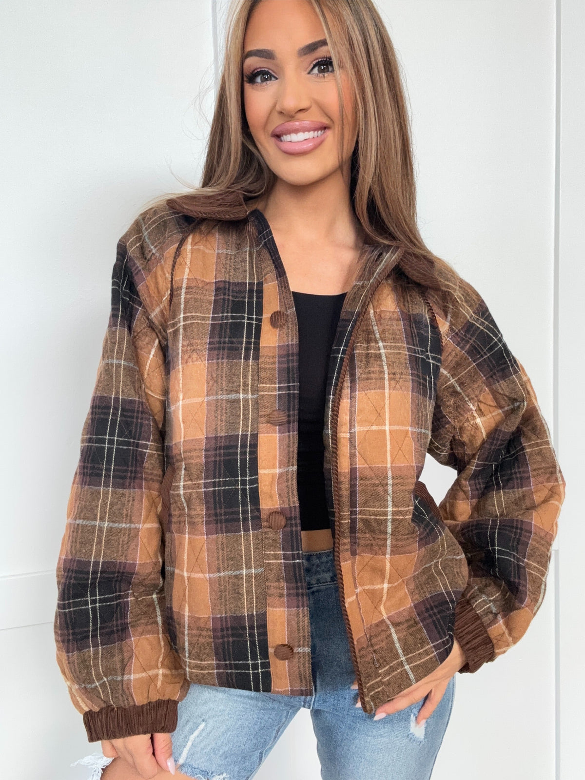 Campfire Check Plaid Quilted Jacket