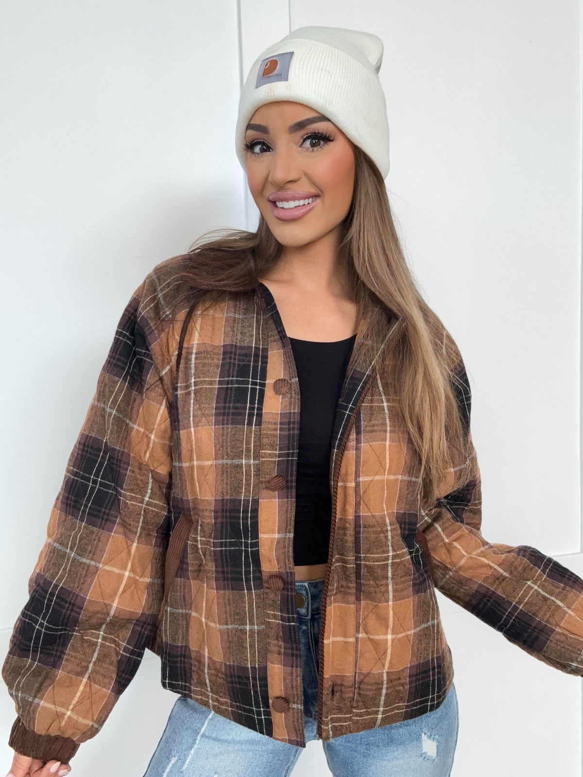 Campfire Check Plaid Quilted Jacket