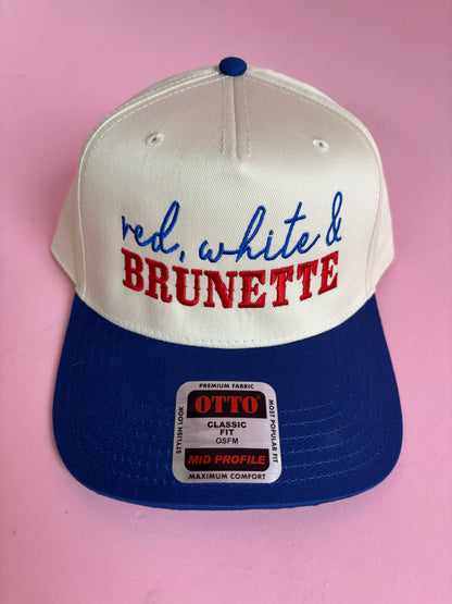 Red White & Brunette Trucker Hat