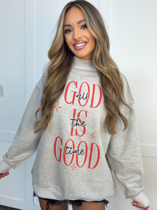 Stay Faithful Grey Reversible Oversized Mockneck Crew