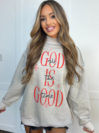 Stay Faithful Grey Reversible Oversized Mockneck Crew