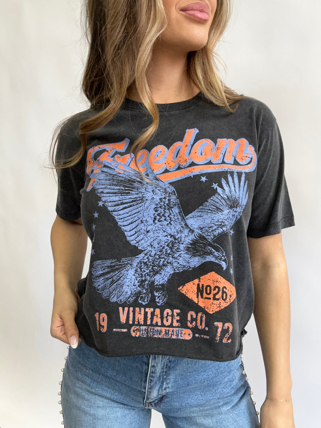 Freedom 1976 Vintage Cropped Graphic Tee