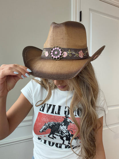 Everleigh Embroidered Floral Cowgirl Hat