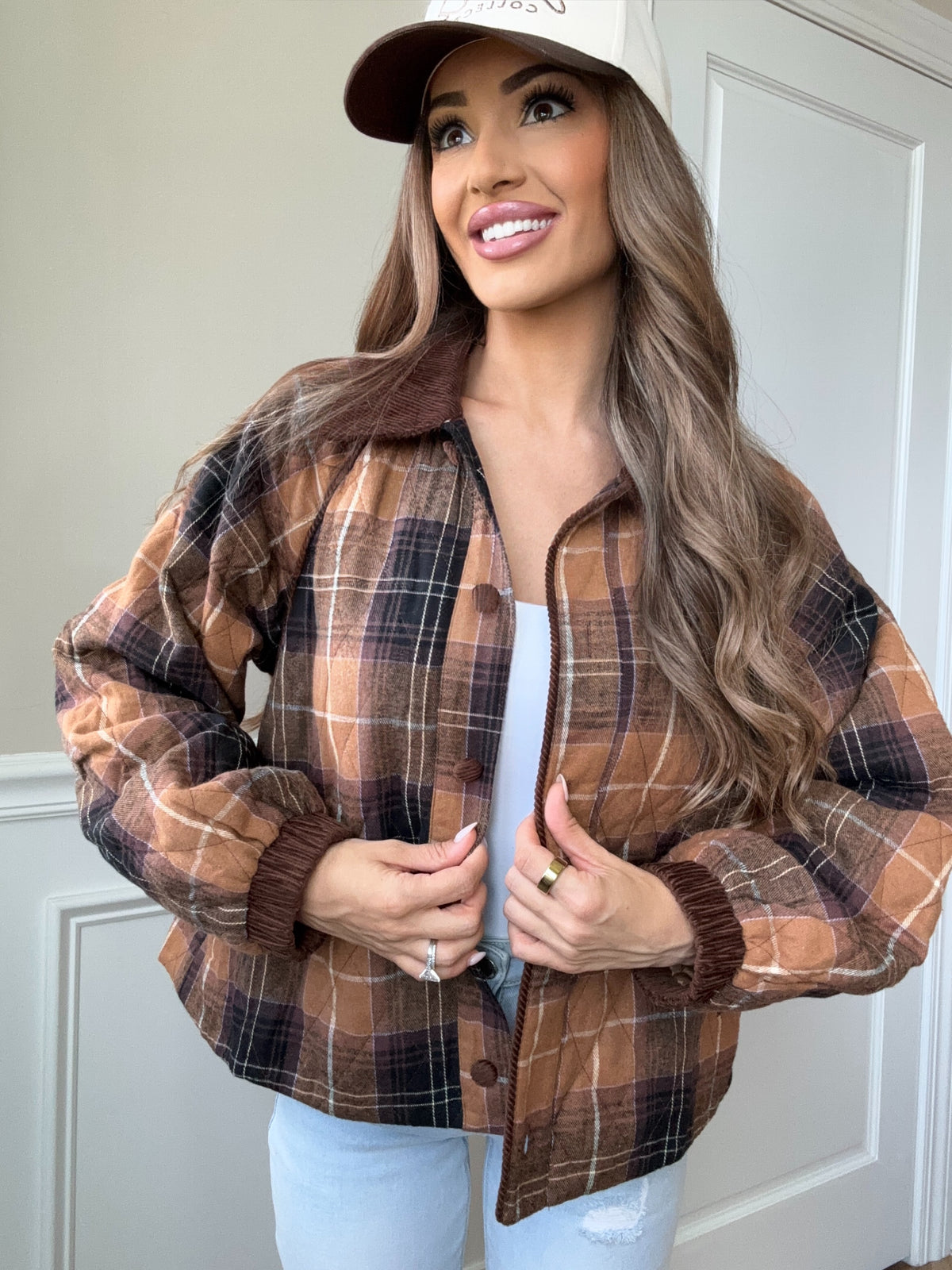 Campfire Check Plaid Quilted Jacket