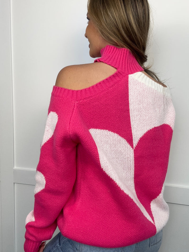 PREORDER: Valentine's Day Heart Cold Shoulder Sweater