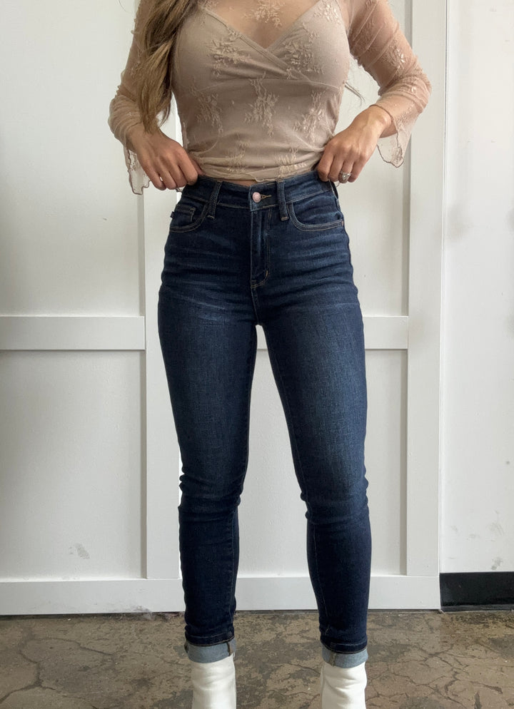 Lillian High Waist Hand Sand Skinny Jeans