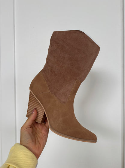 Marseille Mid-Calf Boots Two Toned Suede