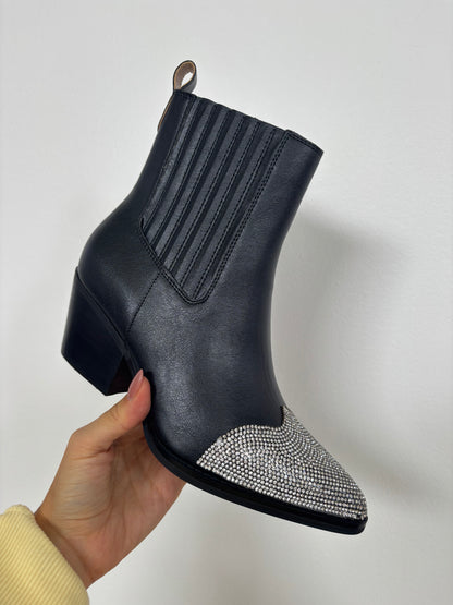 Zuri Rhinestone Pointed Mid-Calf Cowgirl Boots