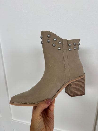 Alofi Studded Collar Booties - Taupe