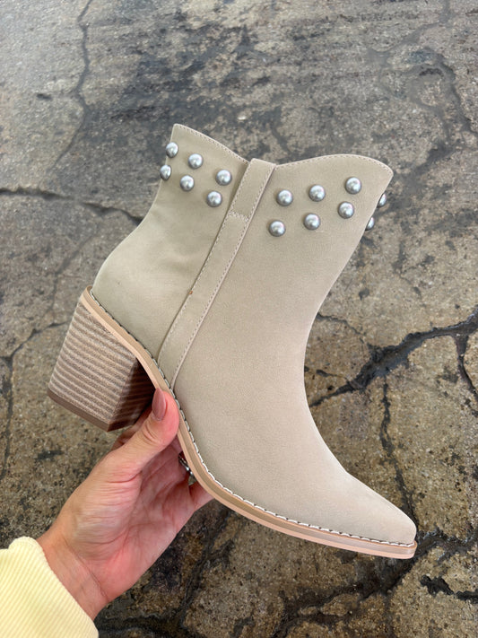 Alofi Studded Collar Booties - Taupe