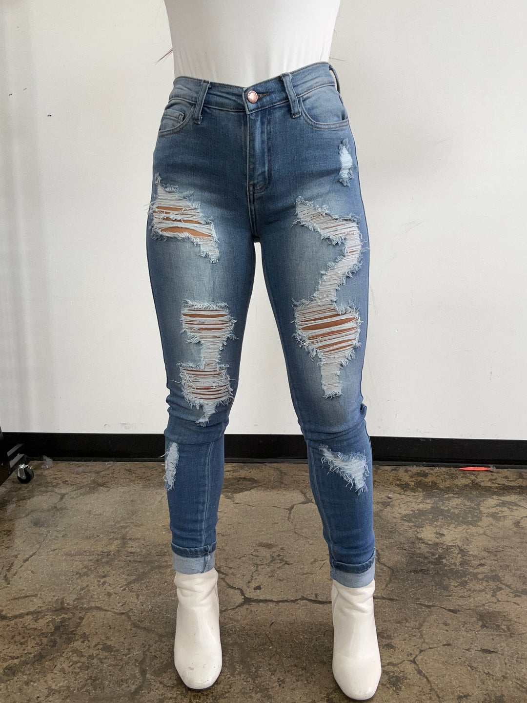Preston High Waisted Distressed Skinny Jeans