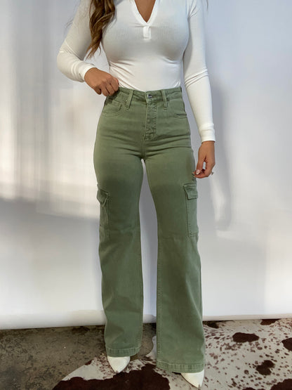 High Rise Risen Cargo Pants