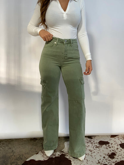 High Rise Risen Cargo Pants