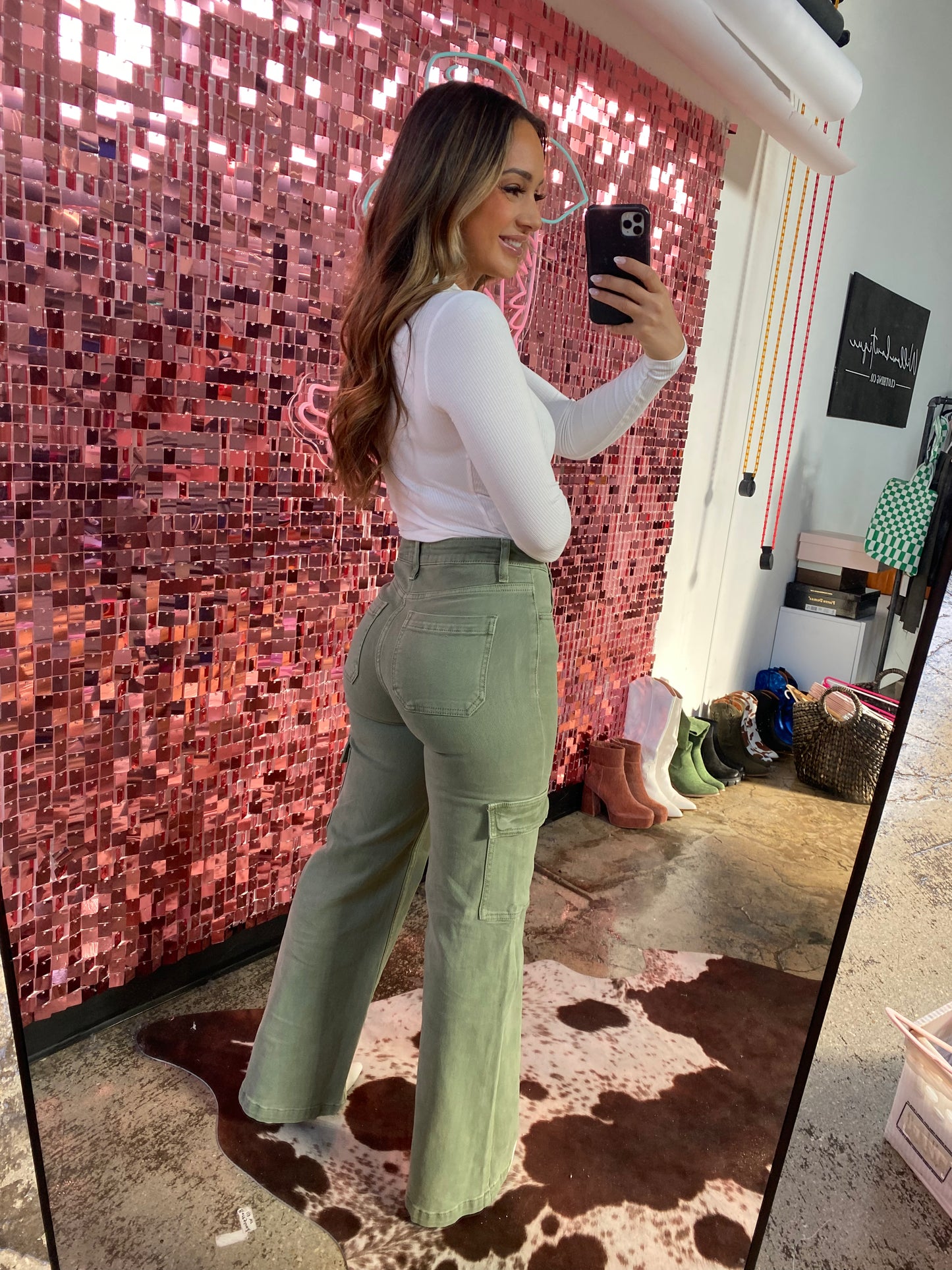 High Rise Risen Cargo Pants