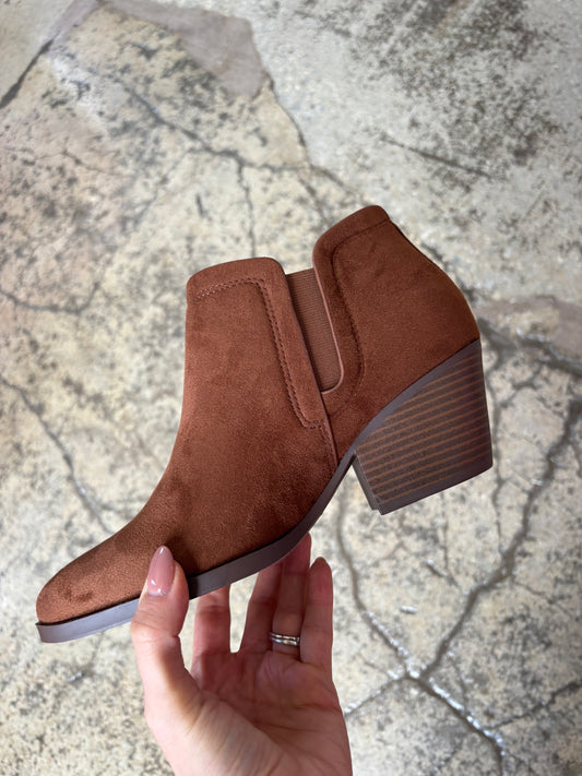 Gwen Cognac Suede Ankle Booties