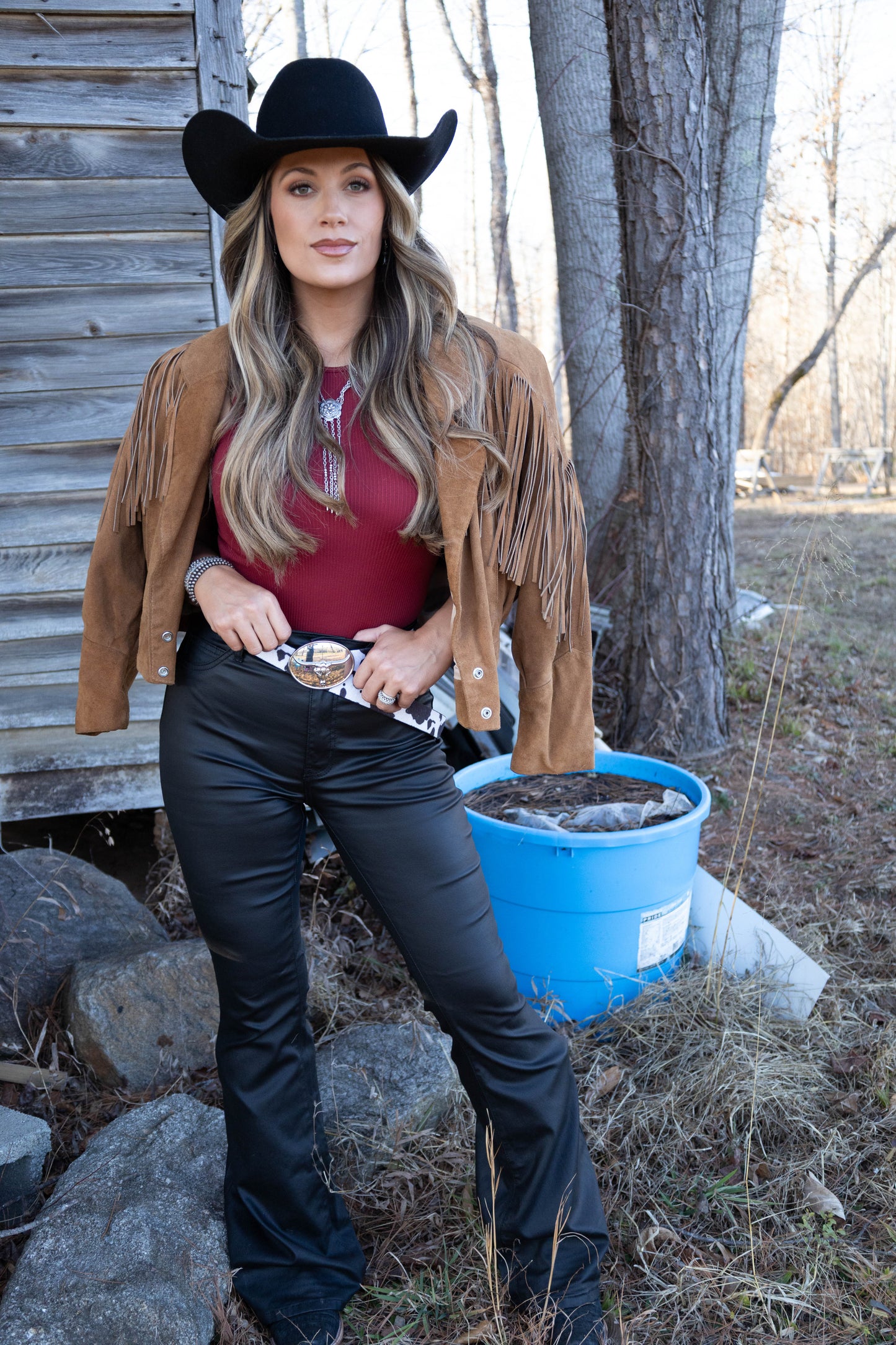 Leather Blakely High Waisted Bell Bottom Flare Jeans - Black