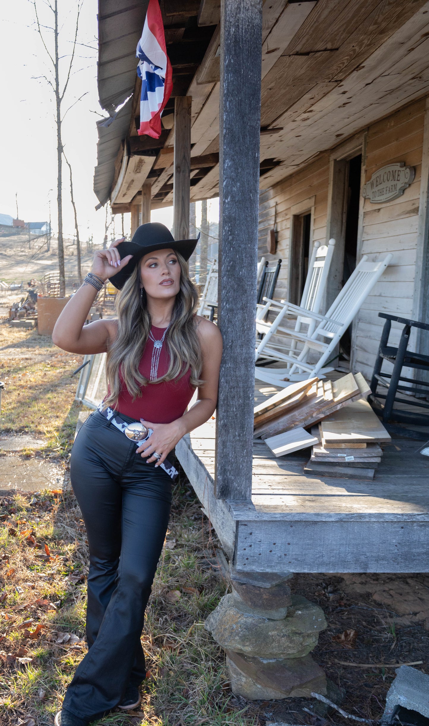 Leather Blakely High Waisted Bell Bottom Flare Jeans - Black