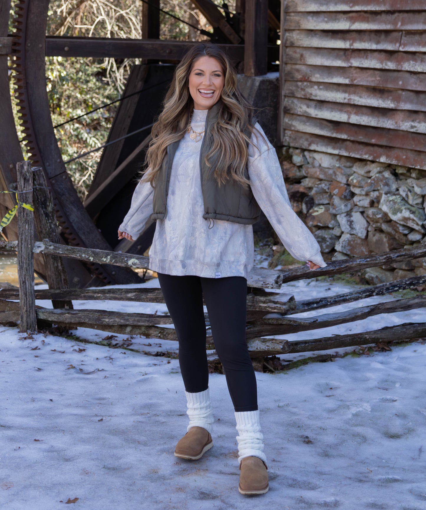 Tilly Oversized Light Camo Mock Neck Crew