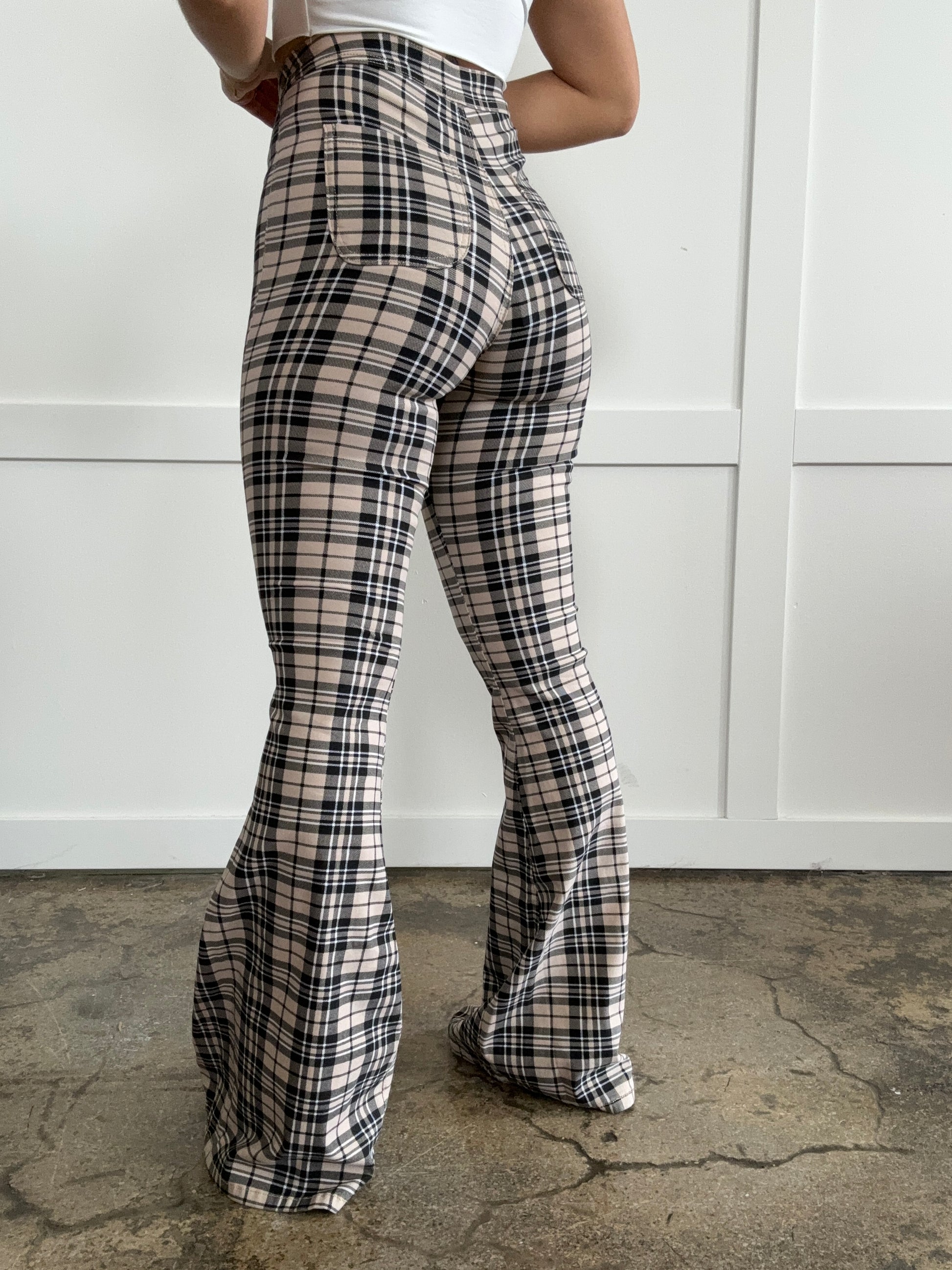Buy our "Gretchen High Waisted Plaid Flare Jeans" online – Willow Boutique Clothing. Shop stylish Gretchen High Waisted Plaid Flare Jeans today.