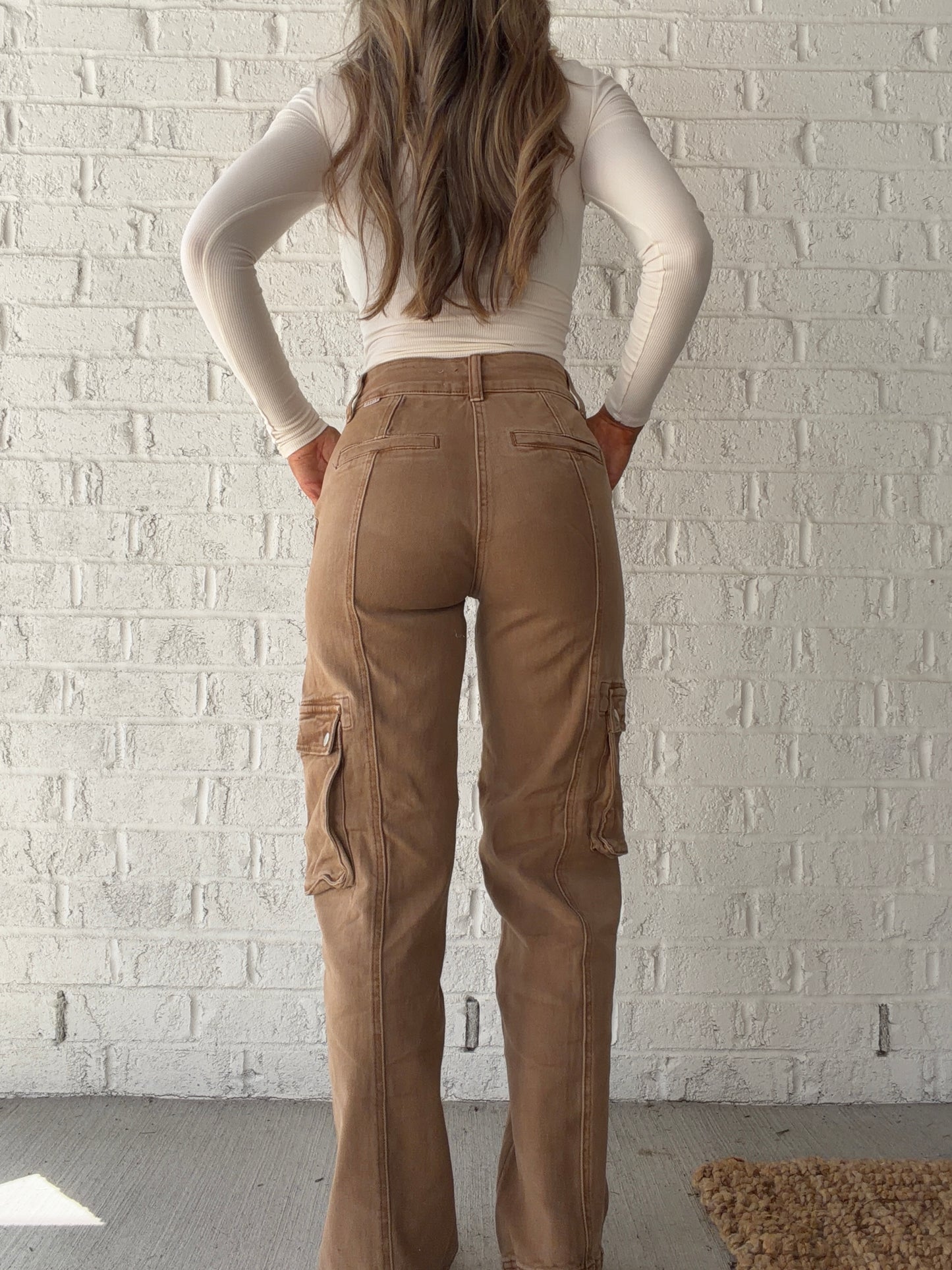 Becca High Rise Drawstring Cargo Risen Pants