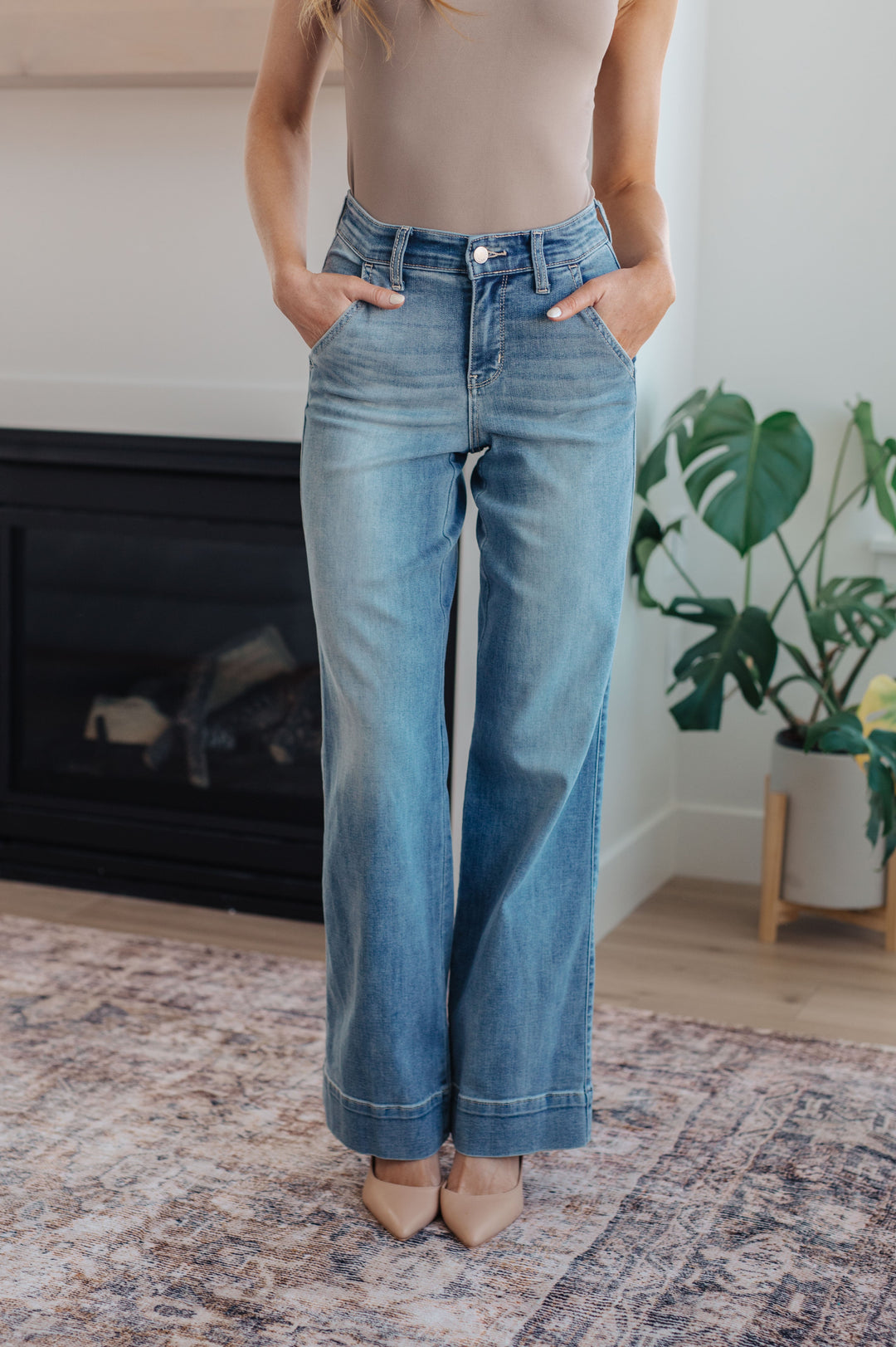 Mindy Mid Rise Wide Leg Jeans
