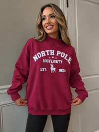 NP University Tilly Maroon Reversible Oversized Mockneck Crew