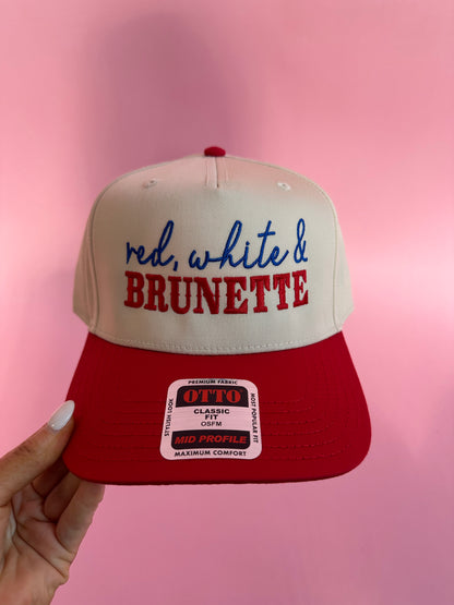 Red White & Brunette Trucker Hat