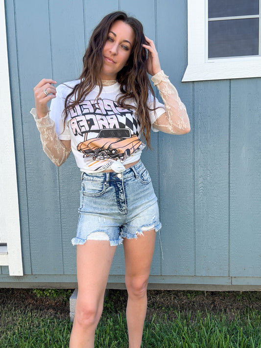 Jillian High Rise Distressed Shorts - Acid Light