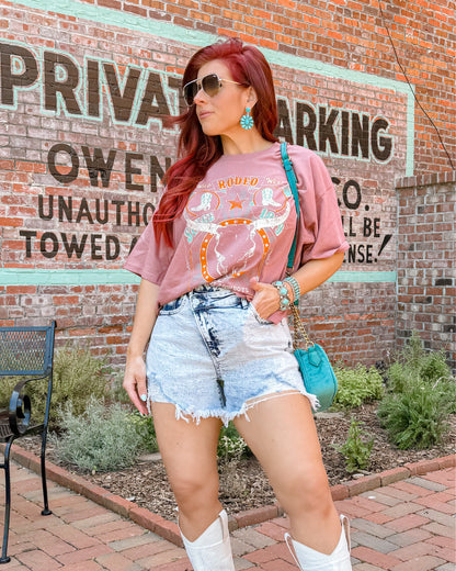 Lindsey Asymmetrical Distressed Shorts - Acid Light wash