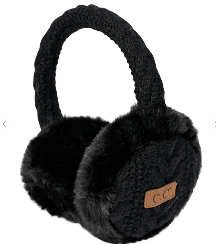 Faux Fur Cable Knitted Ear Muffs