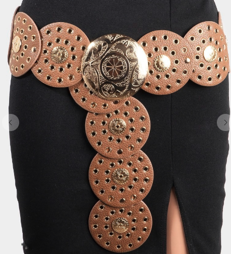 Shop Brandy Faux Leather Disc Chain Belt online at Willow Boutique – best boutique for women’s fashion.