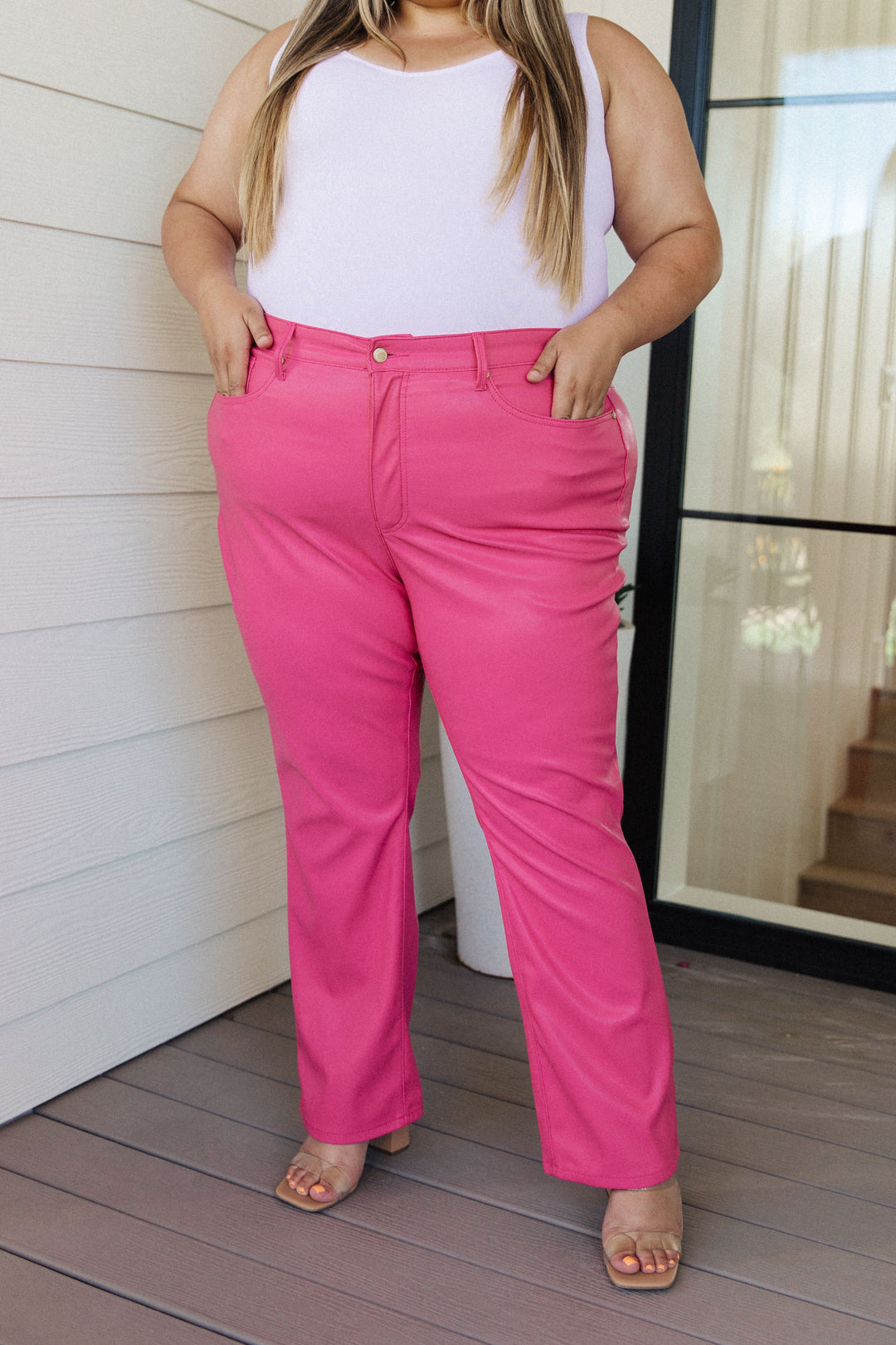 Tanya Control Top Faux Leather Pants in Hot Pink – Willow Boutique