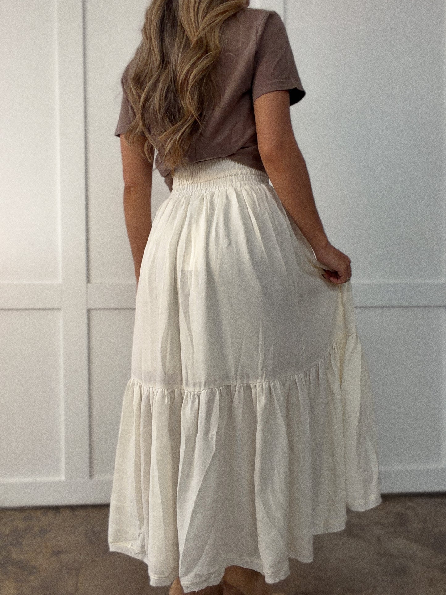 Boho Waves Ruffled Maxi Skirt