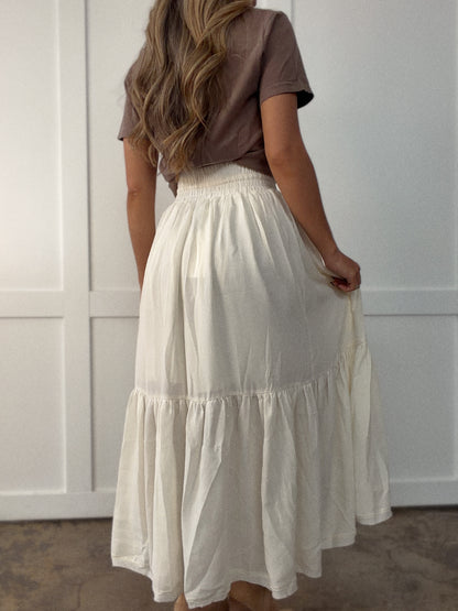 Boho Waves Ruffled Maxi Skirt