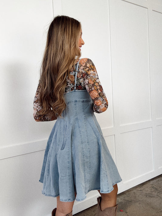 Junie Jean A Line Fit and Flare Denim Mini Dress