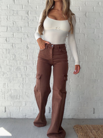 High Rise Risen Cargo Pants