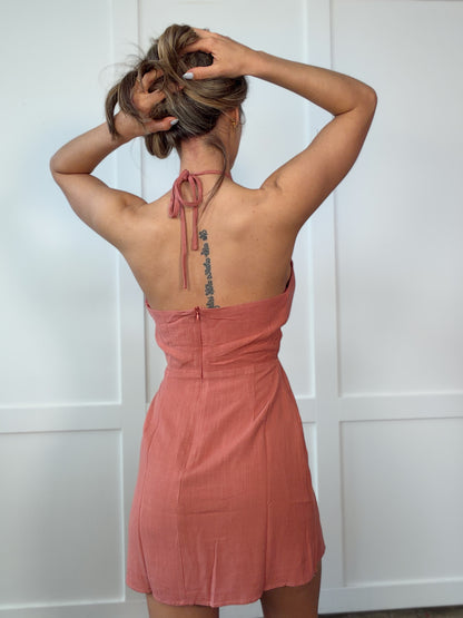 Kiss And Tell Halter Mini Dress