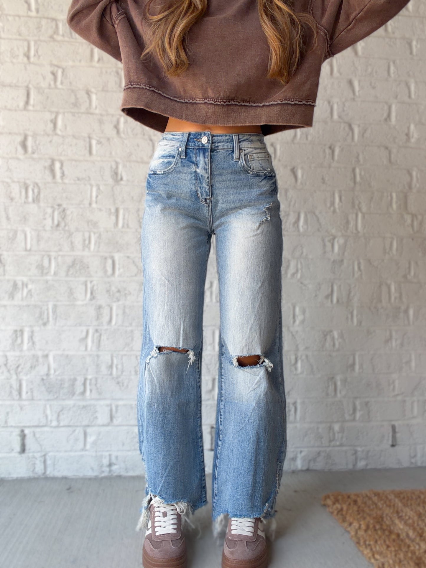 Naomi Distressed Baggy Flare Jeans