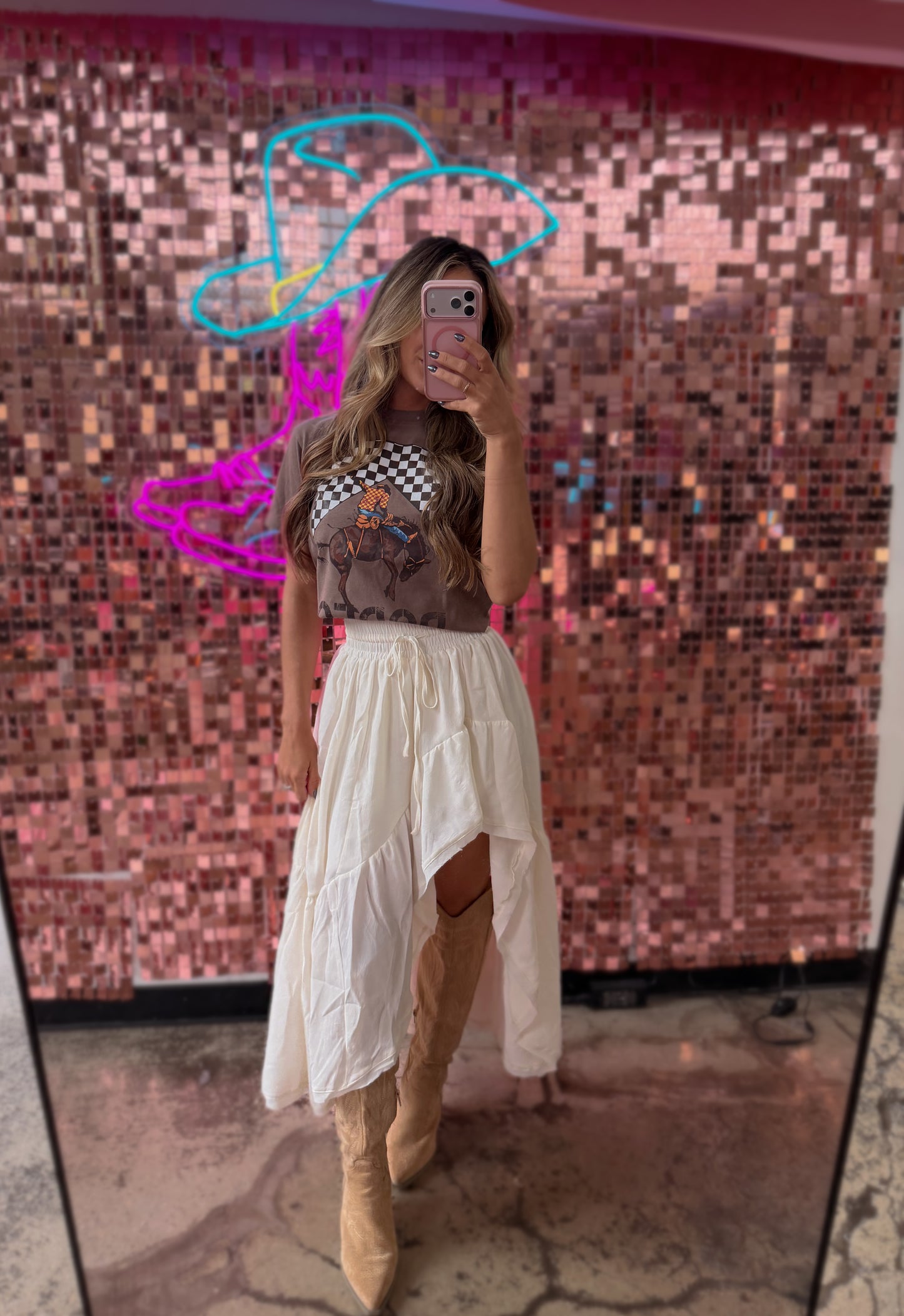 Boho Waves Ruffled Maxi Skirt