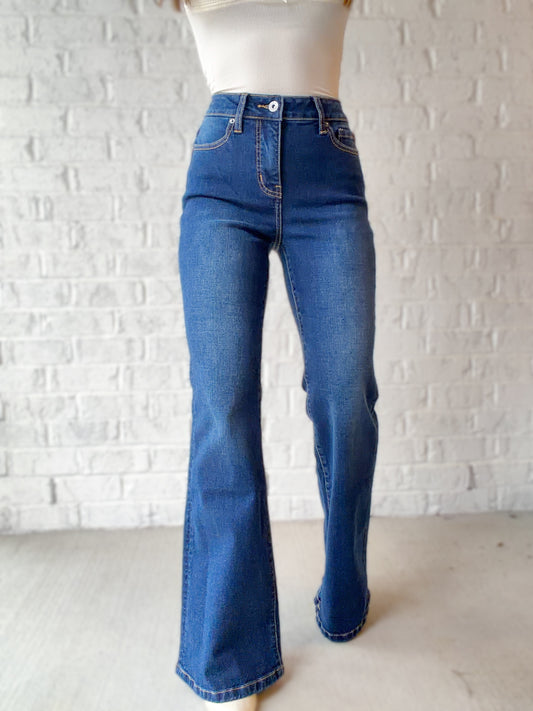 Sloane High Rise Dark Wash Flares
