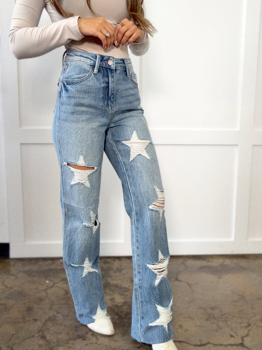 Shoot For The Stars Straight Leg Jeans