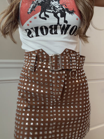 Rhinestone Revival Mini Skirt