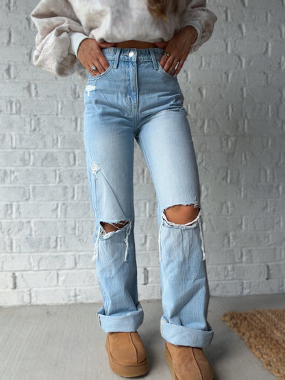 Madison Straight Leg Distressed Vervet Jeans